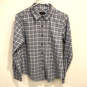 Pendleton plaid, flannel, button-front shirt